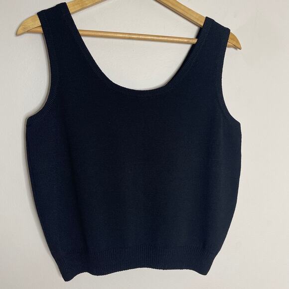 St. John Basics Santana Knit Sleeveless Scoop Neck Sweater Black Size M - Picture 1 of 5